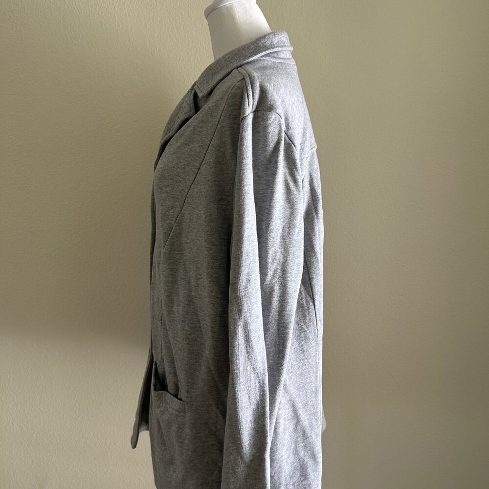 J Jill Blazer Soft Gray Cotton Stretch SZL Jacket 3 Button Pockets Casual Office - Picture 4 of 10